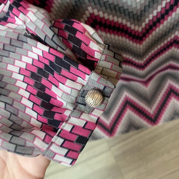 Long Bubble Sleeve Zig Zag Striped Sheath Dress - Picture 4 of 4